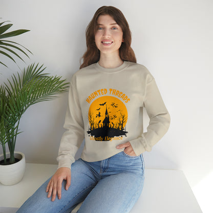 Halloween Haunted Threads Crewneck Sweatshirt, Halloween Sweatshirt, Haunted Sweatshirt