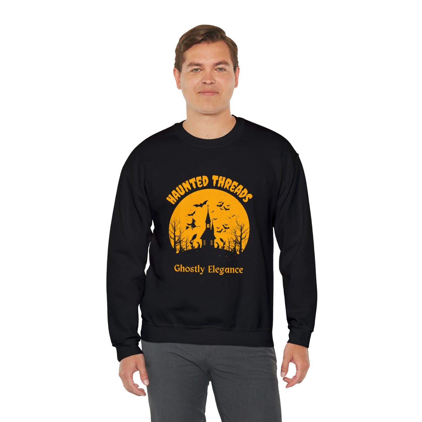 Halloween Haunted Threads Crewneck Sweatshirt, Halloween Sweatshirt, Haunted Sweatshirt