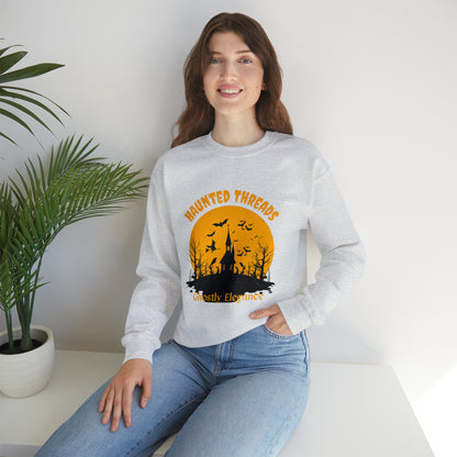 Halloween Haunted Threads Crewneck Sweatshirt, Halloween Sweatshirt, Haunted Sweatshirt