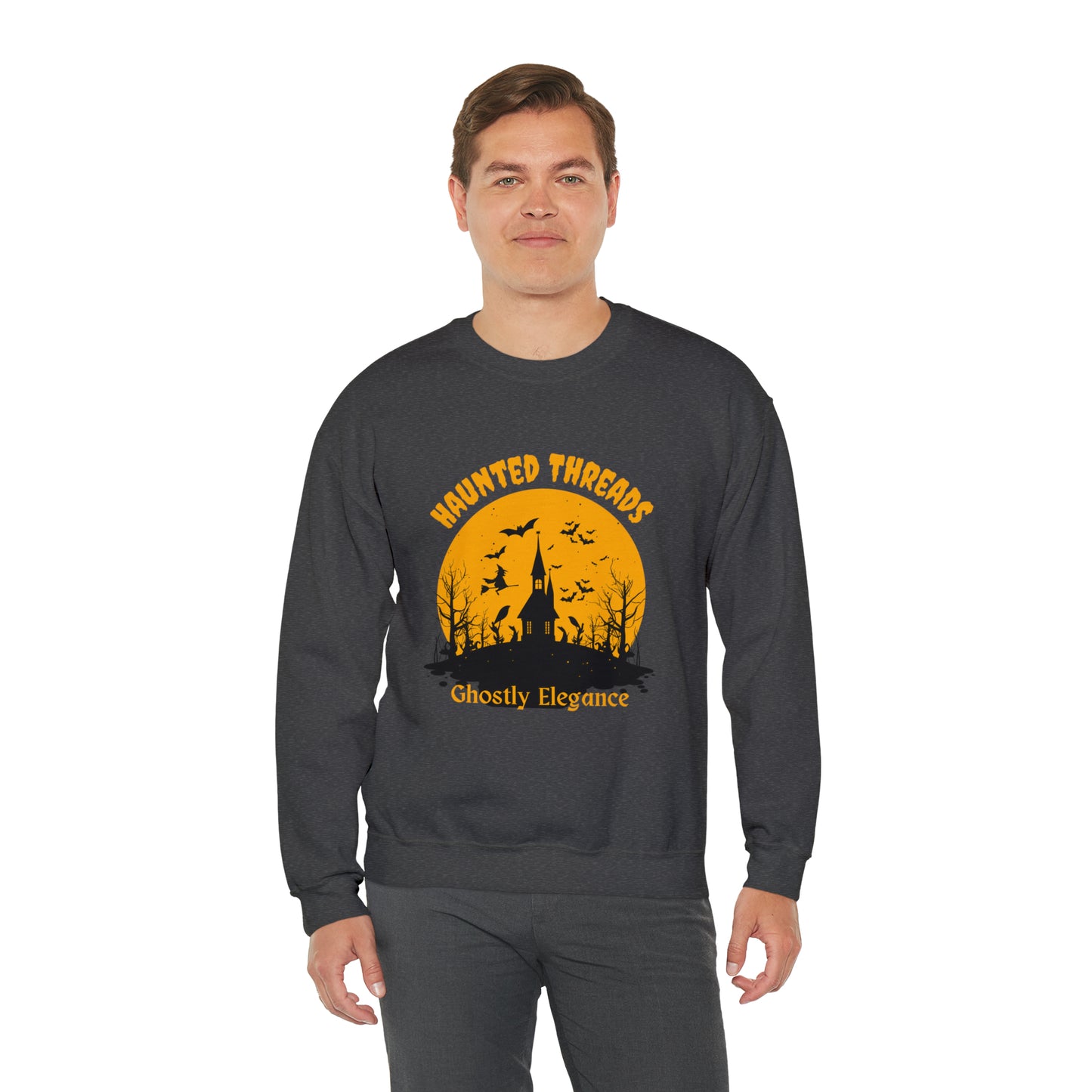 Halloween Haunted Threads Crewneck Sweatshirt, Halloween Sweatshirt, Haunted Sweatshirt