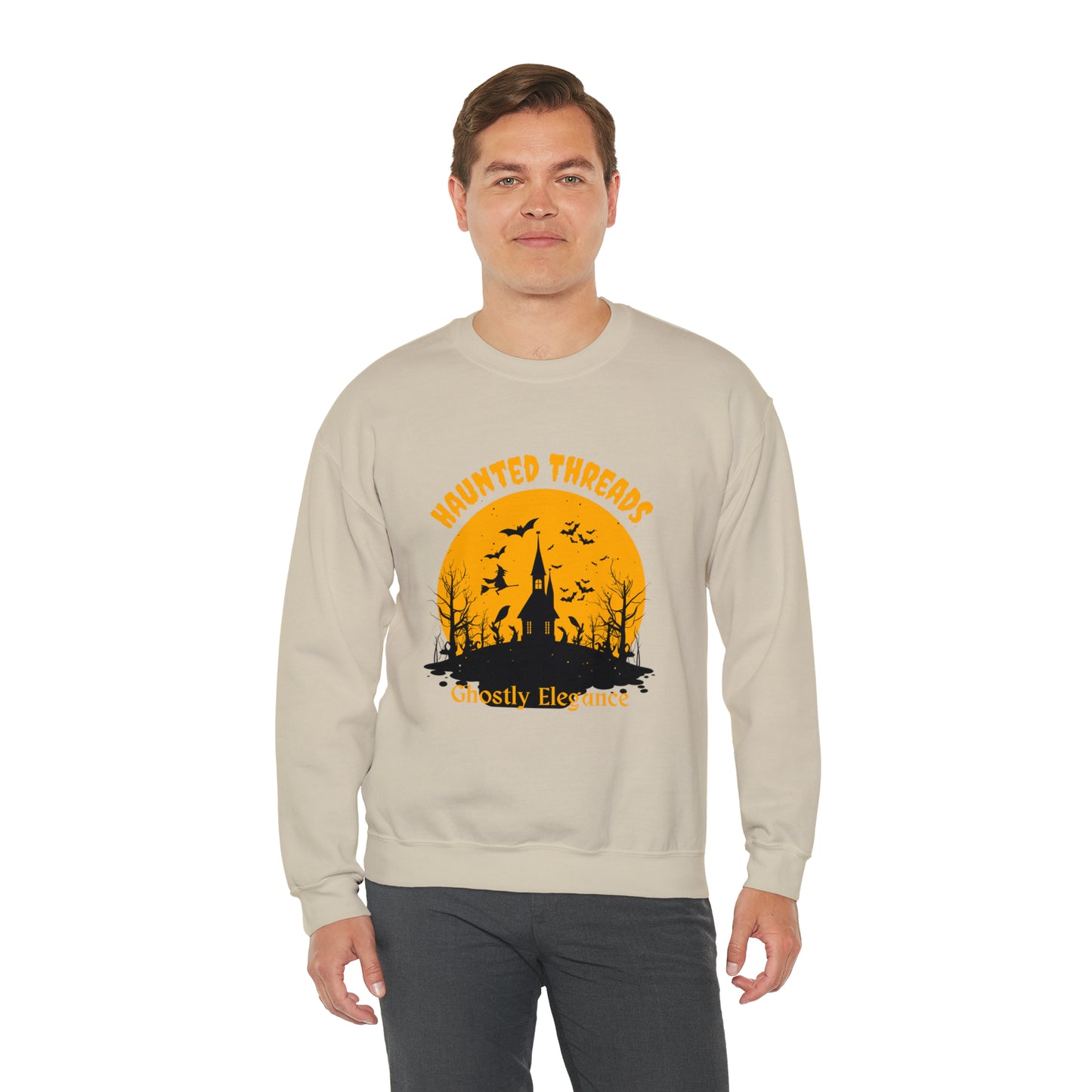 Halloween Haunted Threads Crewneck Sweatshirt, Halloween Sweatshirt, Haunted Sweatshirt